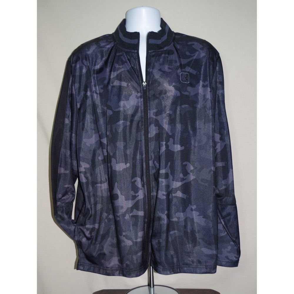 AND1 Men's 2XL Black Camo Full Zip Track Jacket Mesh Panel Athletic Warmup